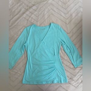 Soft Surroundings Aquamarine Blue Wrap Top